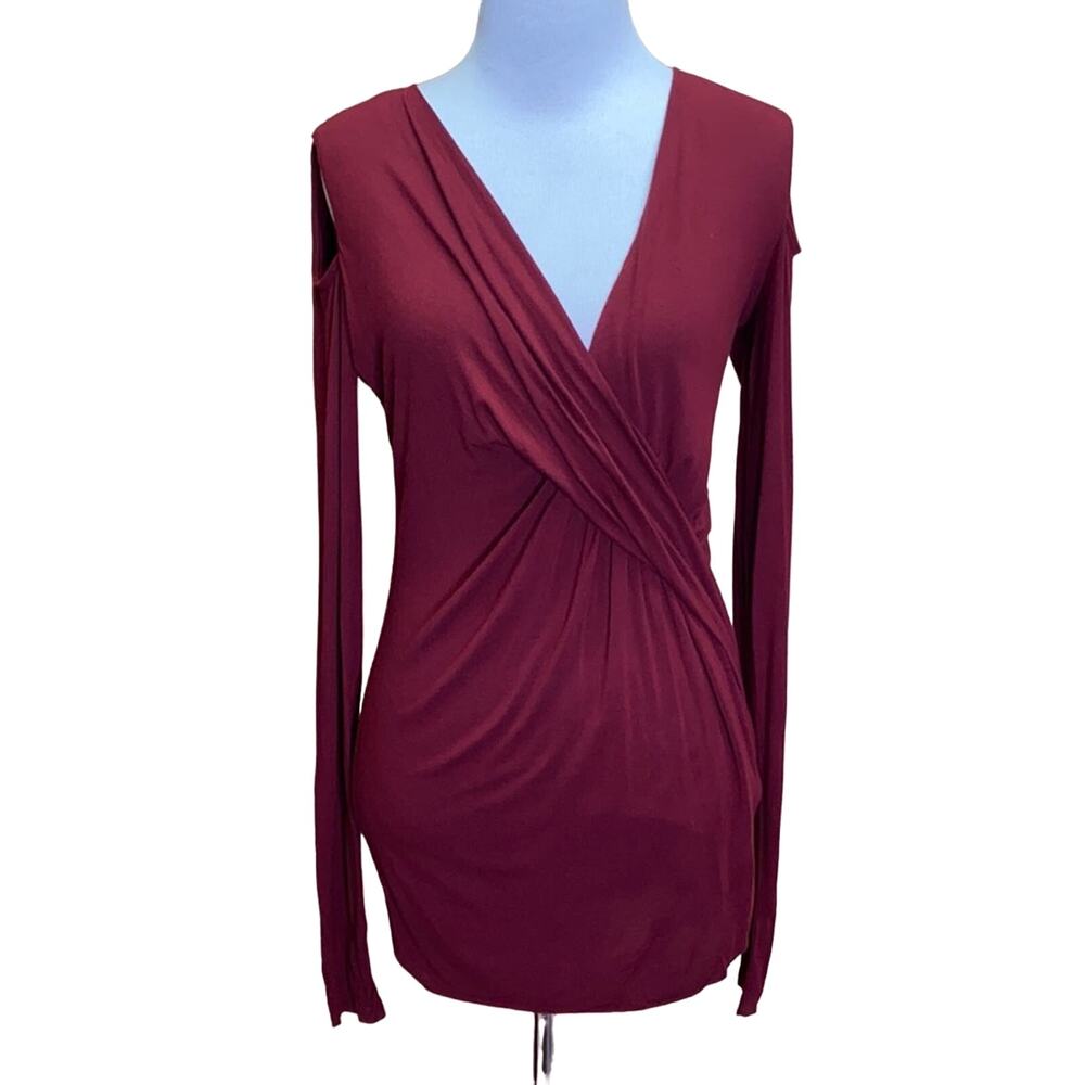 Bailey 44 Angela Wrap Ruched Cold Shoulder Blouse Medium